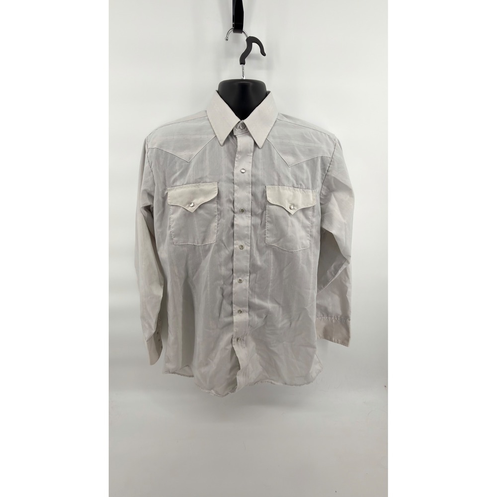 Vtg Panhandle Slim Pearl Snap  Mens 16x33 Made in USA Western White‎ Jacquard